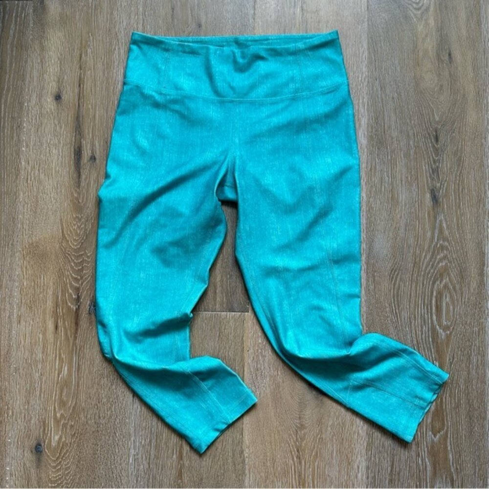 90 Degree By Reflex Aqua Blue Crop Yoga Leggings Athleisure Capri Pants - XS - Picture 2 of 11